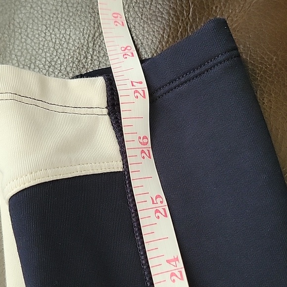 Ralph Lauren Navy Blue/White Side Stripe Leggings, Logo/Saddle Back Riding Med - Picture 11 of 11